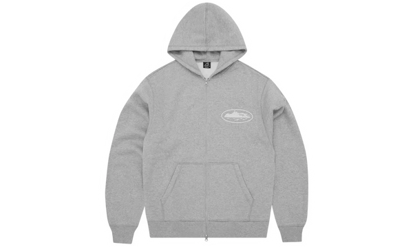 Corteiz Island Puff Print Zip Hoodie Heather Grey