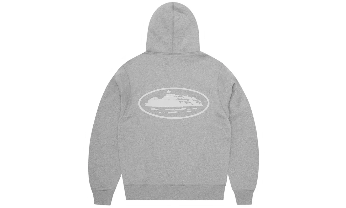 Corteiz Island Puff Print Zip Hoodie Heather Grey