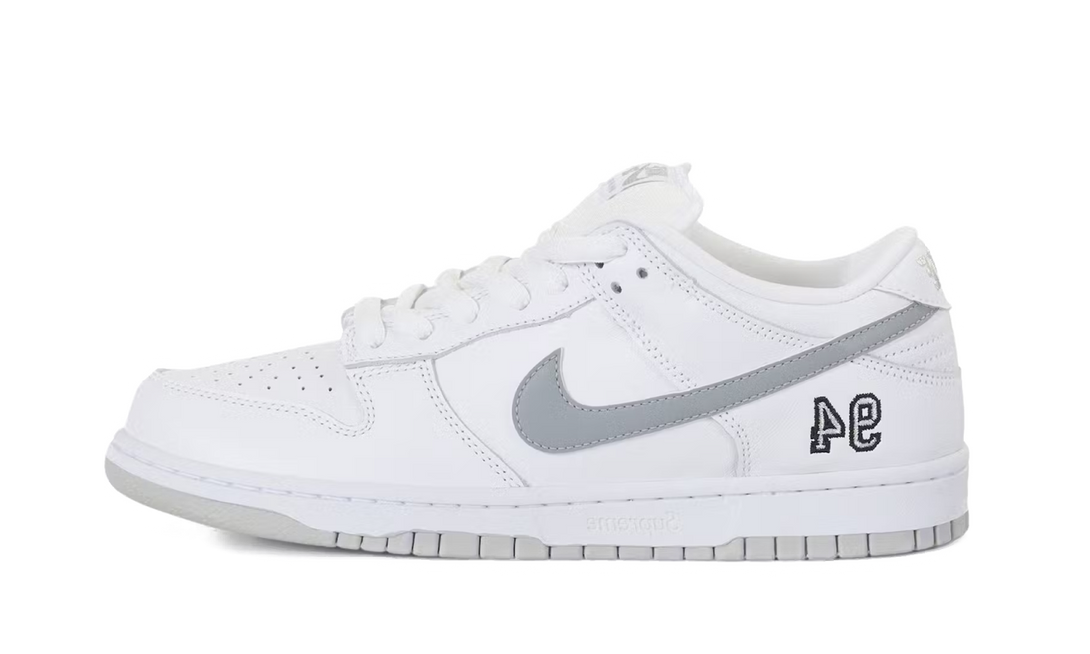 Nike SB Dunk Low Supreme 94 White Metallic Silver
